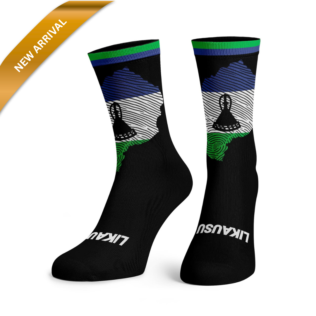 Lesotho Map-Flag Socks BLACK