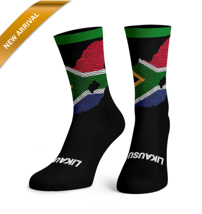 Mzansi Map-Flag Socks BLACK - New