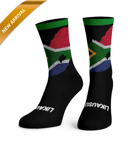 Mzansi Map-Flag Socks BLACK - New